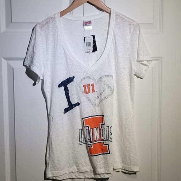 𝅺UI University of Illinois Burnout White‎ Tee Shirt - Picture 1 of 4